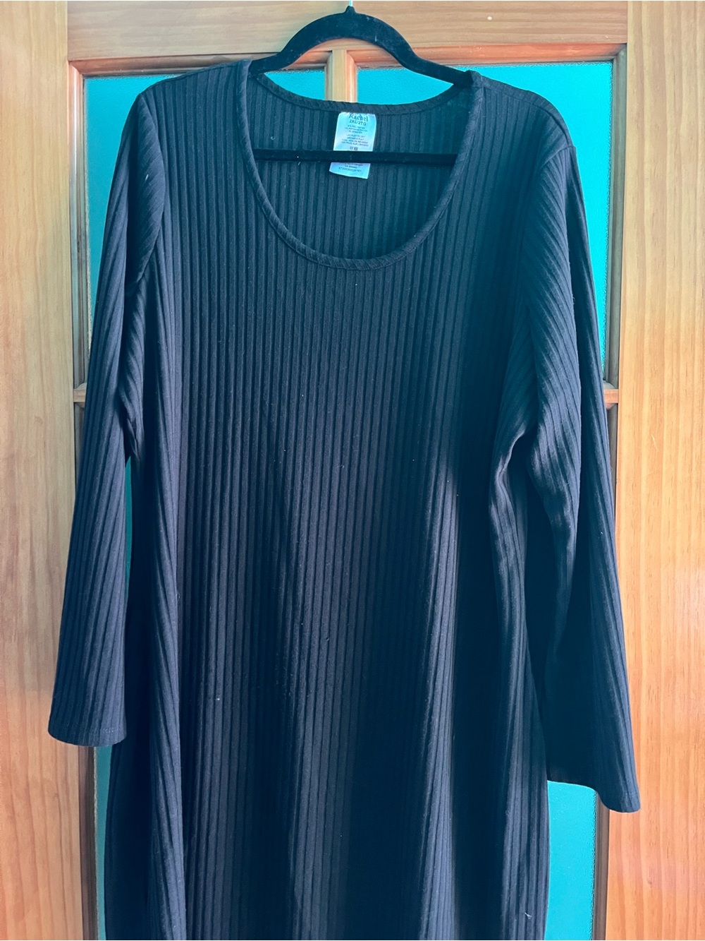 Rachel Black Ribbed Long Sleeve Dress
